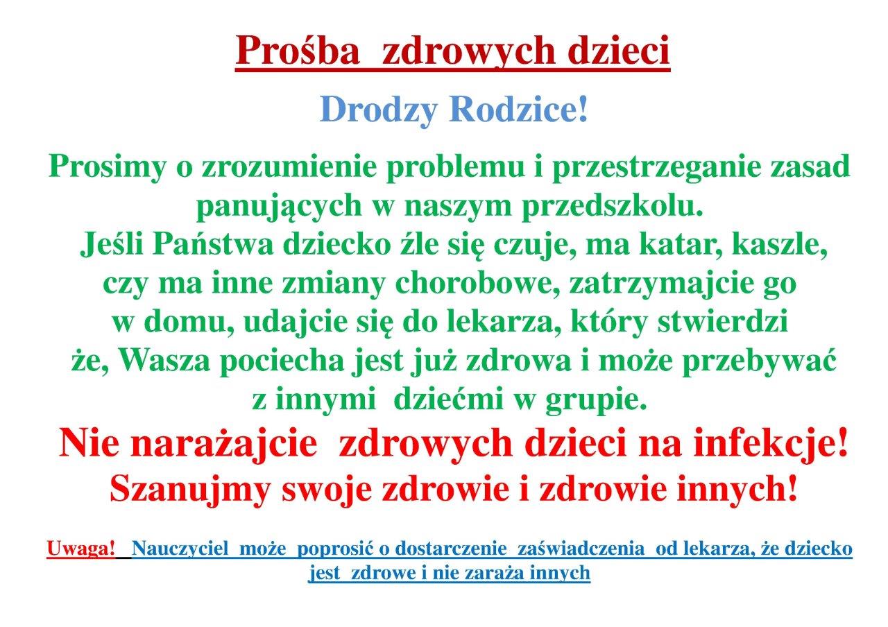 Prosba zdrowych dzieci